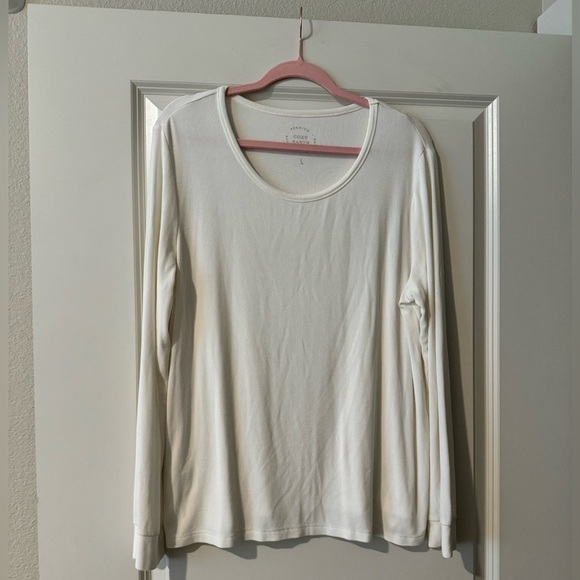NEW Cozy Earth Rib Knit Long Sleeve Lounge Top Bamboo Ivory Size Large NWOT - Picture 2 of 5